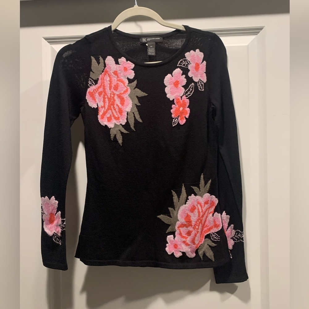 INC floral tiger embroidery top viscose and nylon.
